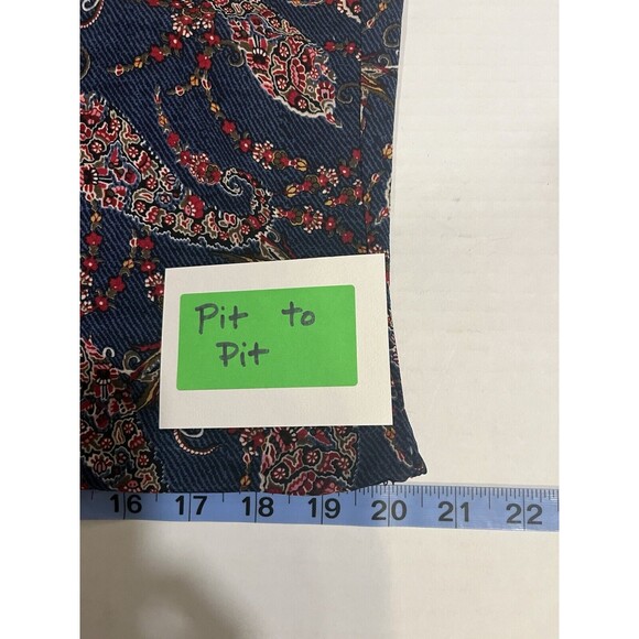 Corvia Women’s L Tank Top Boho Paisley White Blue Stretch Art Artsy Western - Picture 7 of 9